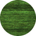 Round Machine Washable Oriental Green Modern Area Rugs, wshabs5518grn