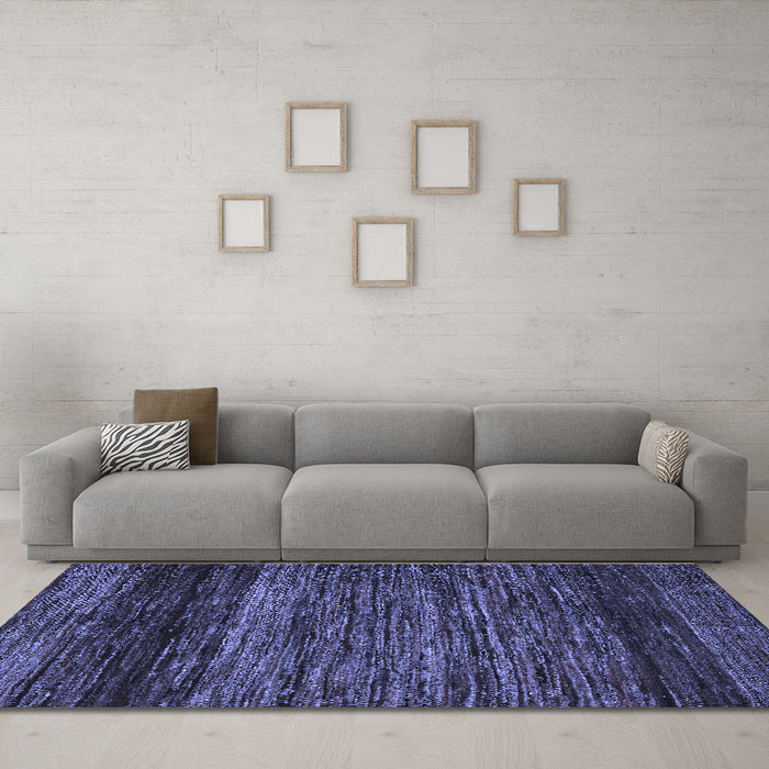 Machine Washable Oriental Blue Modern Rug in a Living Room, wshabs5518blu
