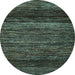 Round Oriental Light Blue Modern Rug, abs5518lblu