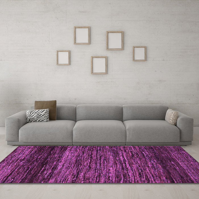Machine Washable Oriental Purple Modern Area Rugs in a Living Room, wshabs5518pur