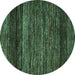 Round Oriental Turquoise Modern Rug, abs5518turq