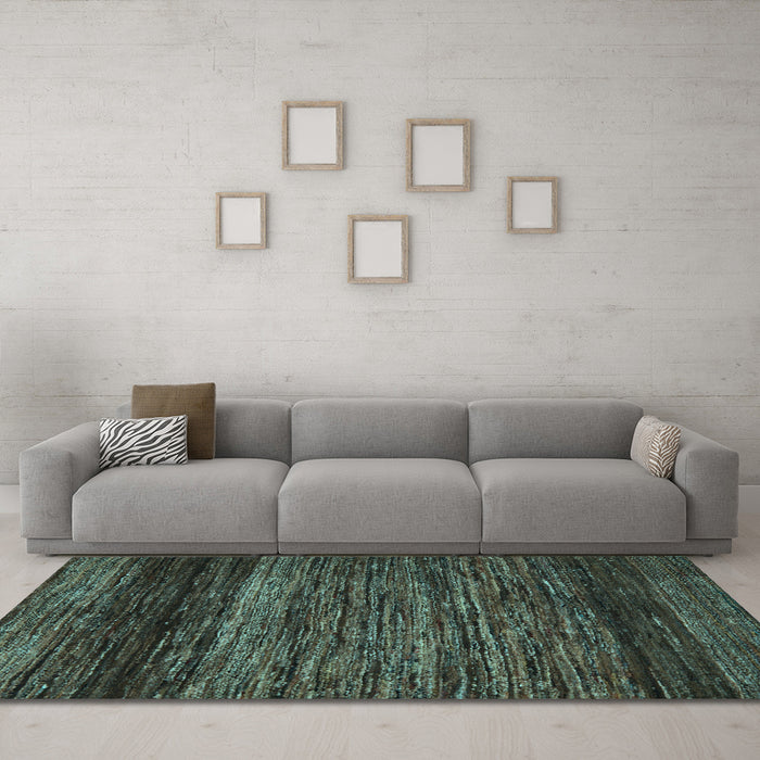 Machine Washable Oriental Light Blue Modern Rug in a Living Room, wshabs5518lblu