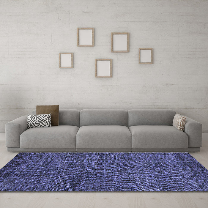 Machine Washable Oriental Blue Modern Rug in a Living Room, wshabs5519blu