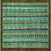 Square Machine Washable Southwestern Turquoise Country Area Rugs, wshabs551turq