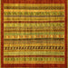 Square Machine Washable Southwestern Yellow Country Rug, wshabs551yw