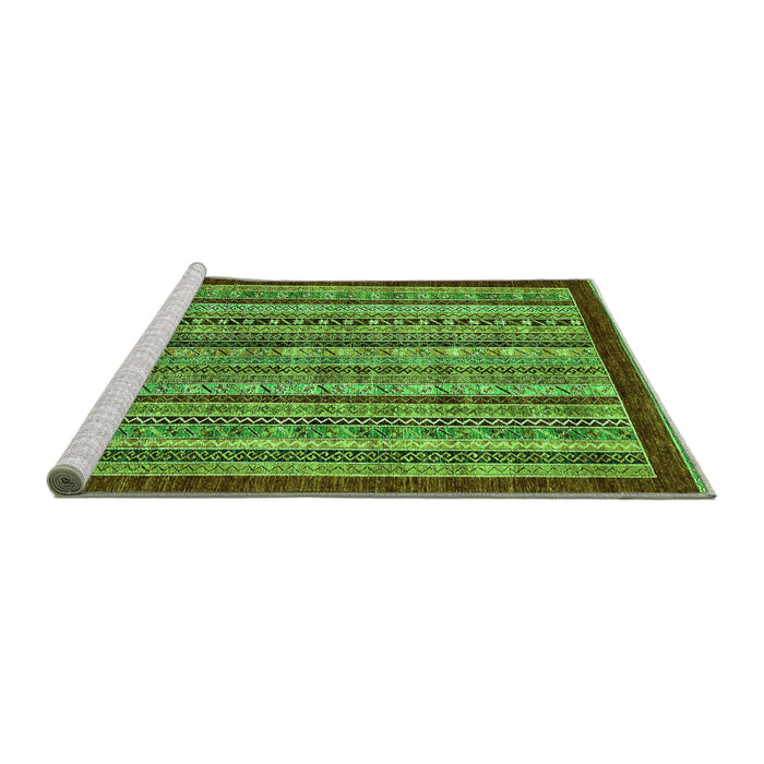 Sideview of Machine Washable Southwestern Green Country Area Rugs, wshabs551grn