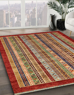 Abstract Red Southwestern Rug in Family Room, abs551