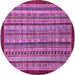 Round Machine Washable Southwestern Purple Country Area Rugs, wshabs551pur