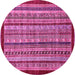 Round Southwestern Pink Country Rug, abs551pnk