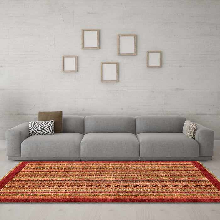 Machine Washable Southwestern Orange Country Area Rugs in a Living Room, wshabs551org