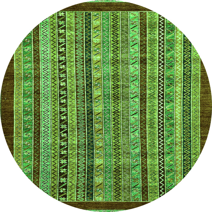 Round Machine Washable Southwestern Green Country Area Rugs, wshabs551grn