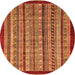 Round Machine Washable Southwestern Orange Country Area Rugs, wshabs551org