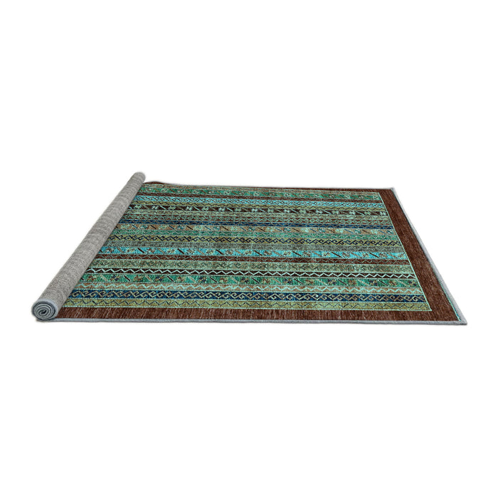 Sideview of Machine Washable Southwestern Light Blue Country Rug, wshabs551lblu