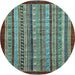 Round Southwestern Light Blue Country Rug, abs551lblu