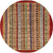 Round Abstract Red Southwestern Rug, abs551