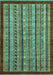 Machine Washable Southwestern Turquoise Country Area Rugs, wshabs551turq