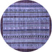 Round Southwestern Blue Country Rug, abs551blu