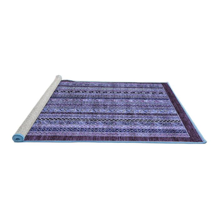 Sideview of Machine Washable Southwestern Blue Country Rug, wshabs551blu