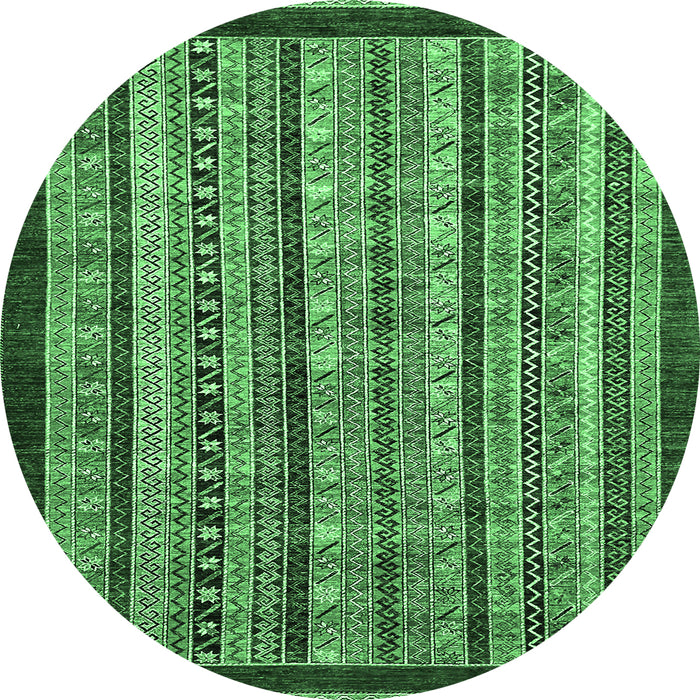 Round Machine Washable Southwestern Emerald Green Country Area Rugs, wshabs551emgrn