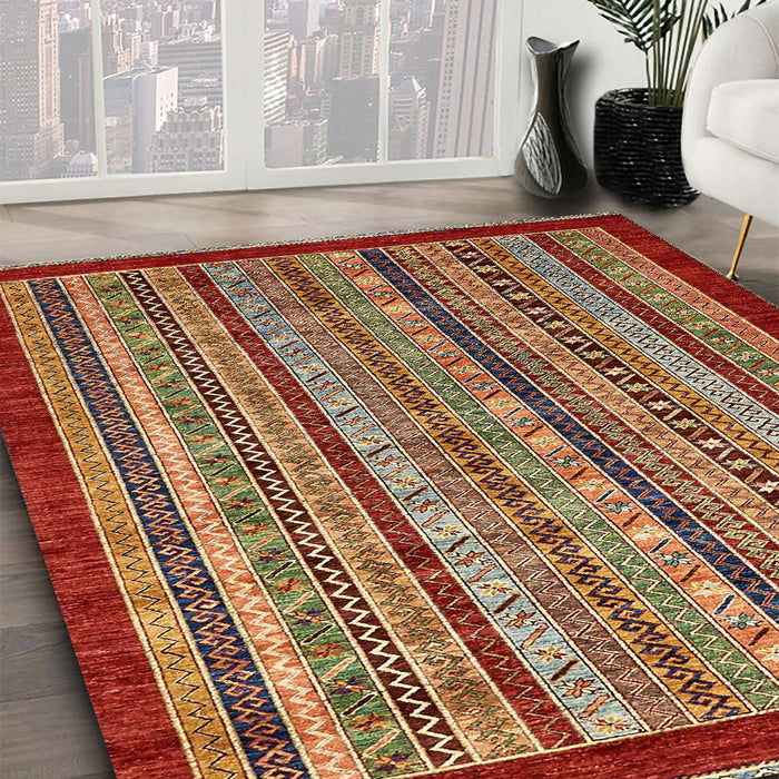 Machine Washable Abstract Tomato Red Rug in a Family Room, wshabs551