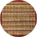 Round Machine Washable Southwestern Brown Country Rug, wshabs551brn