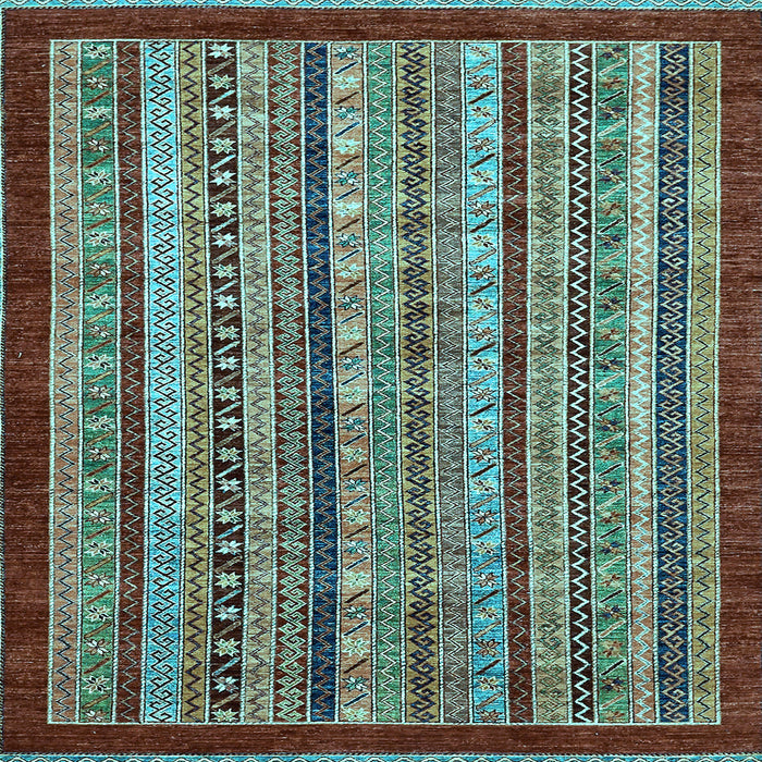 Square Southwestern Light Blue Country Rug, abs551lblu
