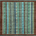 Square Southwestern Light Blue Country Rug, abs551lblu