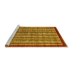 Sideview of Machine Washable Southwestern Yellow Country Rug, wshabs551yw