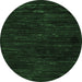 Round Machine Washable Oriental Emerald Green Modern Area Rugs, wshabs5520emgrn
