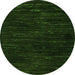 Round Machine Washable Oriental Green Modern Area Rugs, wshabs5520grn