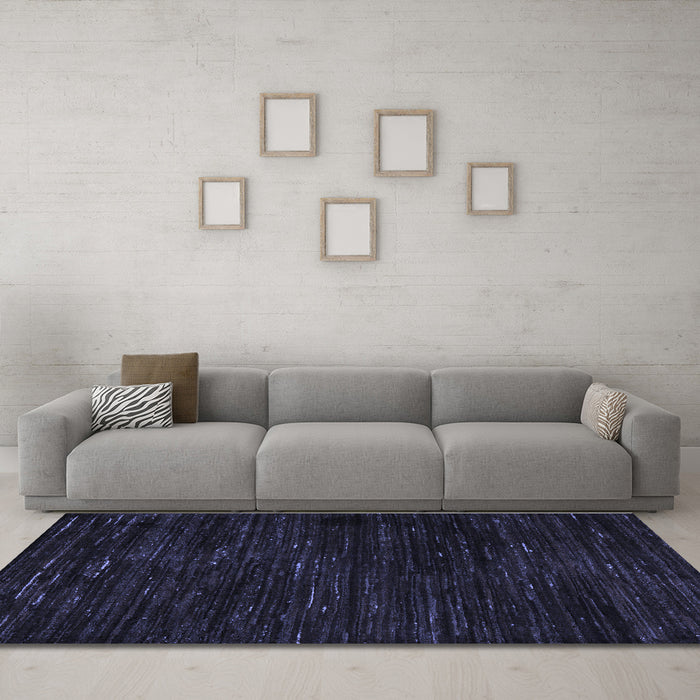 Machine Washable Oriental Blue Modern Rug in a Living Room, wshabs5520blu