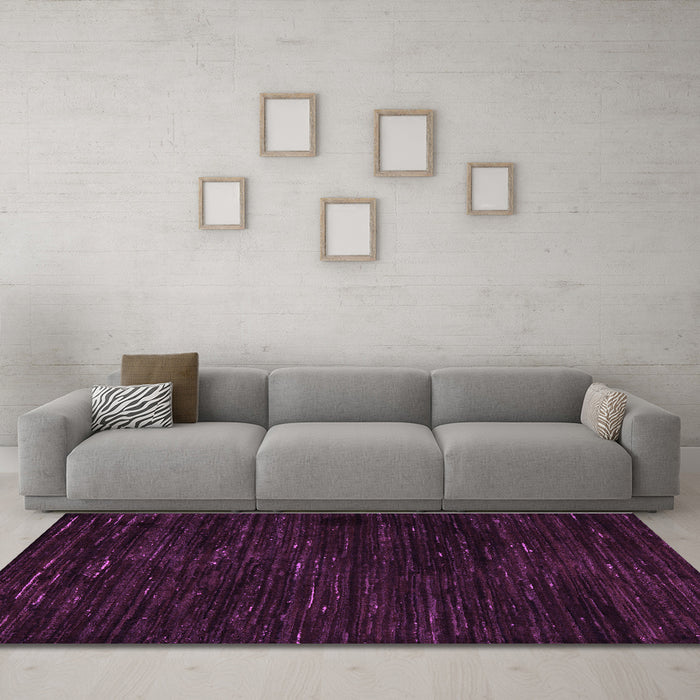 Machine Washable Oriental Purple Modern Area Rugs in a Living Room, wshabs5520pur
