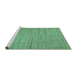 Sideview of Machine Washable Oriental Turquoise Modern Area Rugs, wshabs5521turq