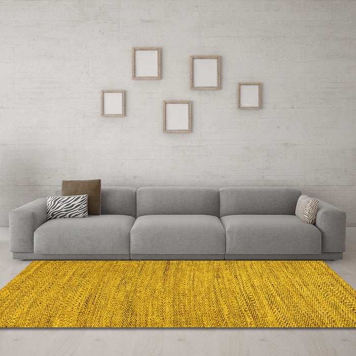 Machine Washable Oriental Yellow Modern Rug in a Living Room, wshabs5521yw