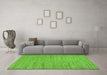 Machine Washable Oriental Green Modern Area Rugs in a Living Room,, wshabs5521grn