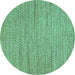 Round Oriental Turquoise Modern Rug, abs5521turq