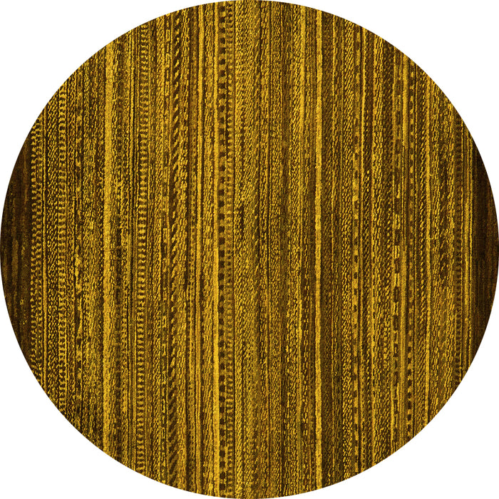 Round Machine Washable Oriental Yellow Modern Rug, wshabs5522yw