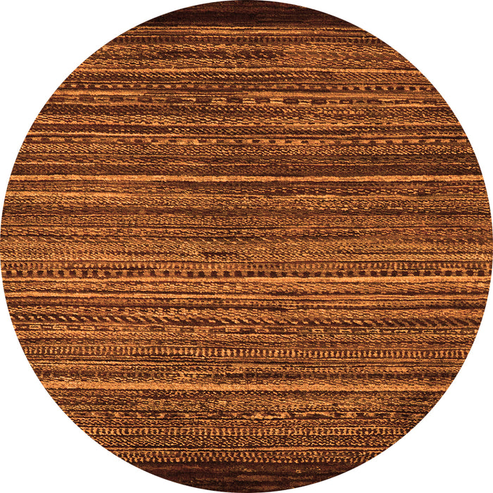 Round Machine Washable Oriental Orange Modern Area Rugs, wshabs5522org