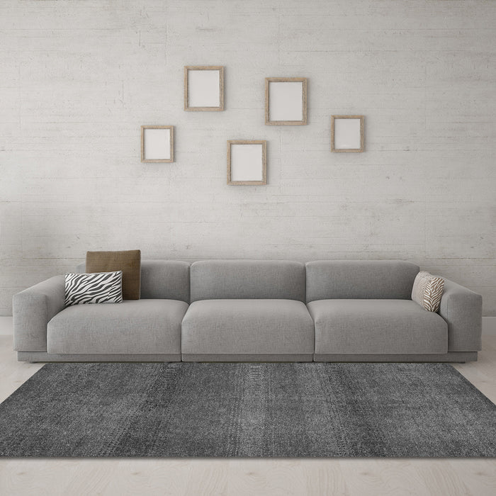 Machine Washable Abstract Gray Modern Rug in a Living Room,, wshabs5523gry
