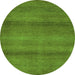 Round Machine Washable Abstract Green Modern Area Rugs, wshabs5523grn