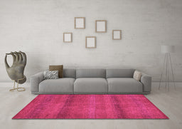 Machine Washable Abstract Pink Modern Rug in a Living Room, wshabs5523pnk