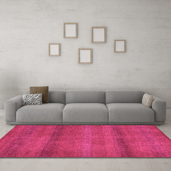Machine Washable Abstract Pink Modern Rug in a Living Room, wshabs5523pnk