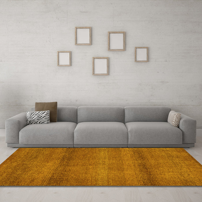 Machine Washable Abstract Yellow Modern Rug in a Living Room, wshabs5523yw