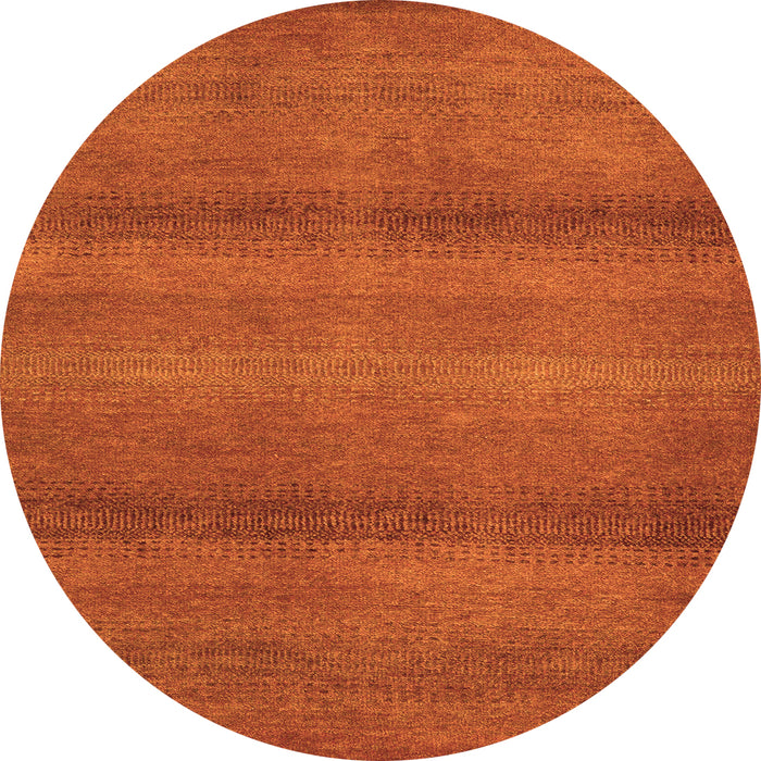 Round Machine Washable Abstract Orange Modern Area Rugs, wshabs5523org