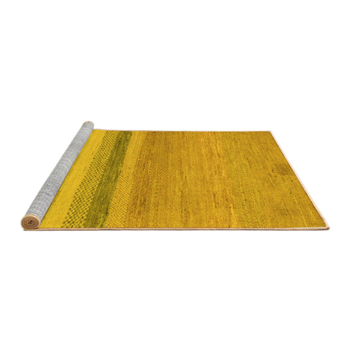 Sideview of Machine Washable Abstract Yellow Modern Rug, wshabs5524yw