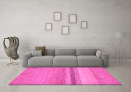 Machine Washable Abstract Pink Modern Rug in a Living Room, wshabs5524pnk