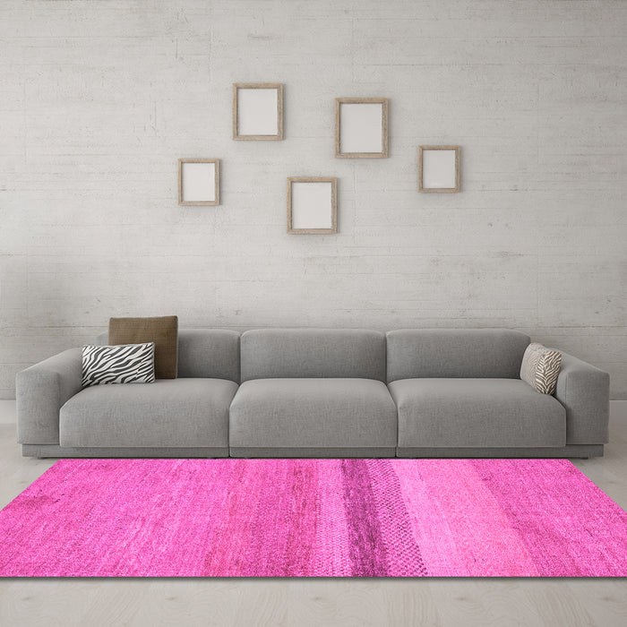 Machine Washable Abstract Pink Modern Rug in a Living Room, wshabs5524pnk