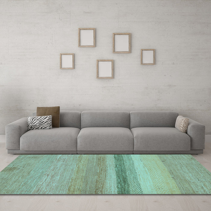 Machine Washable Abstract Light Blue Modern Rug in a Living Room, wshabs5524lblu