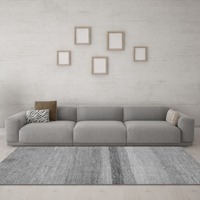 Machine Washable Abstract Gray Modern Rug in a Living Room,, wshabs5524gry
