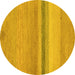 Round Machine Washable Abstract Yellow Modern Rug, wshabs5524yw